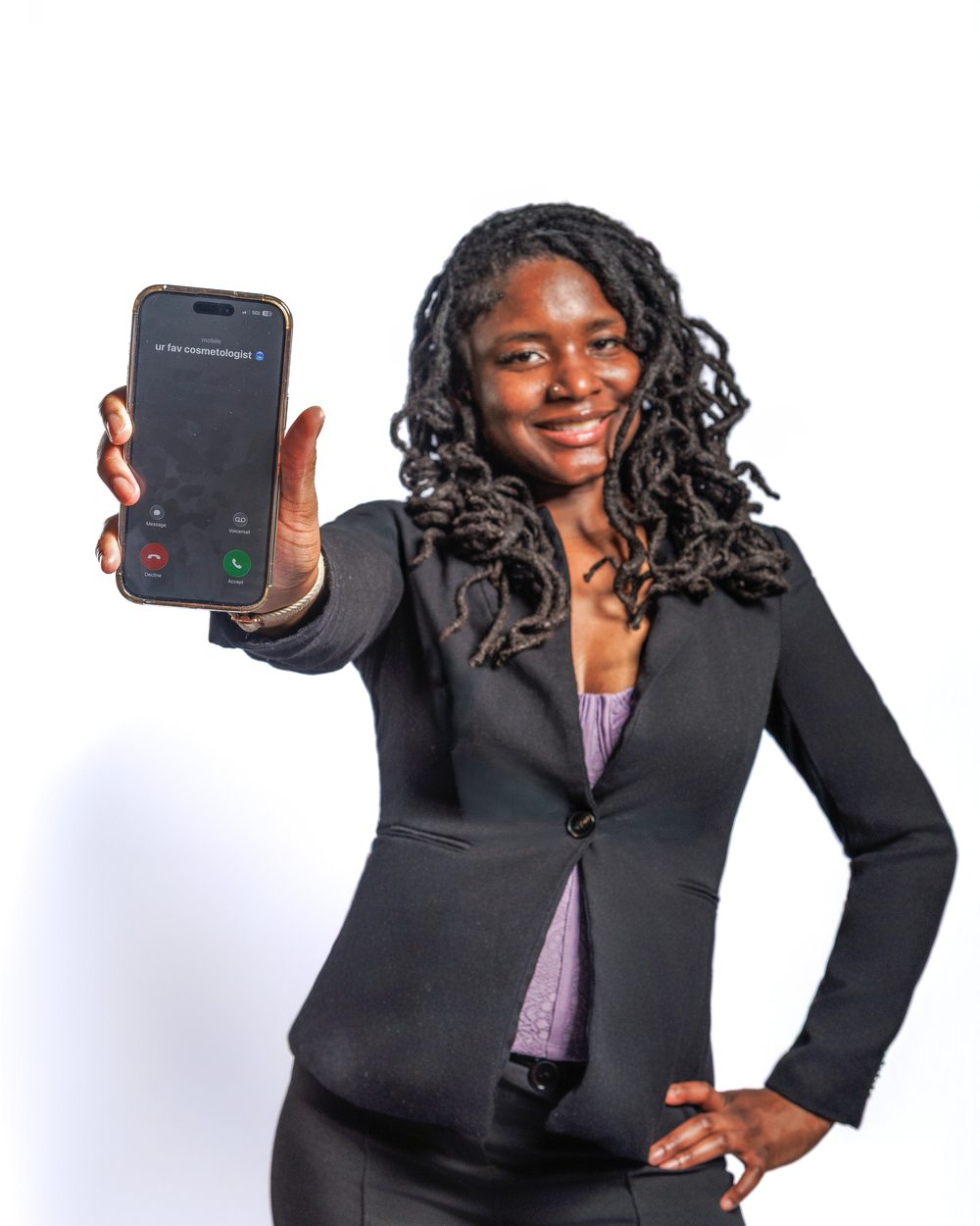 Creative concept shot, phone call screen composite