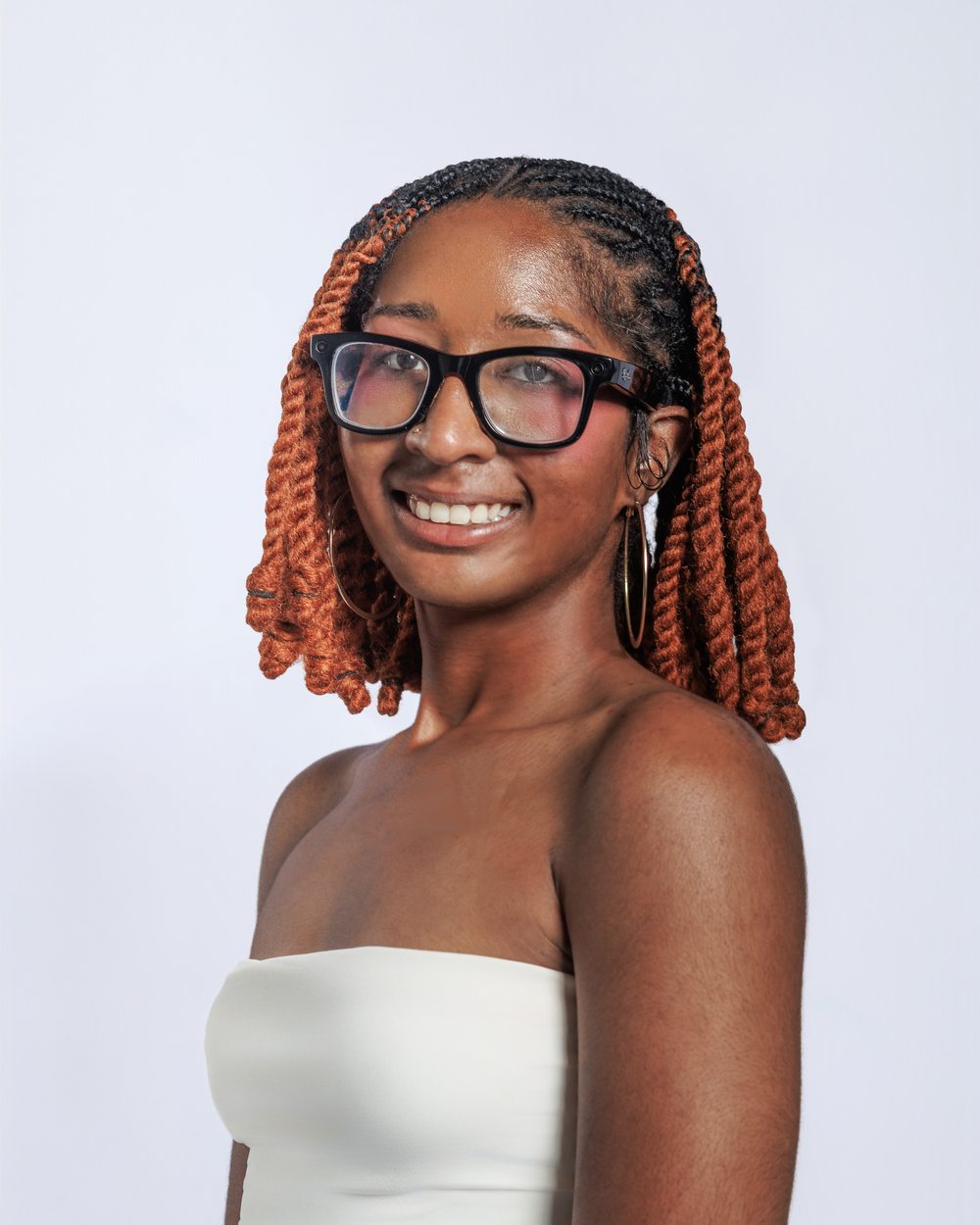 Beauty branding portrait, close-up smiling