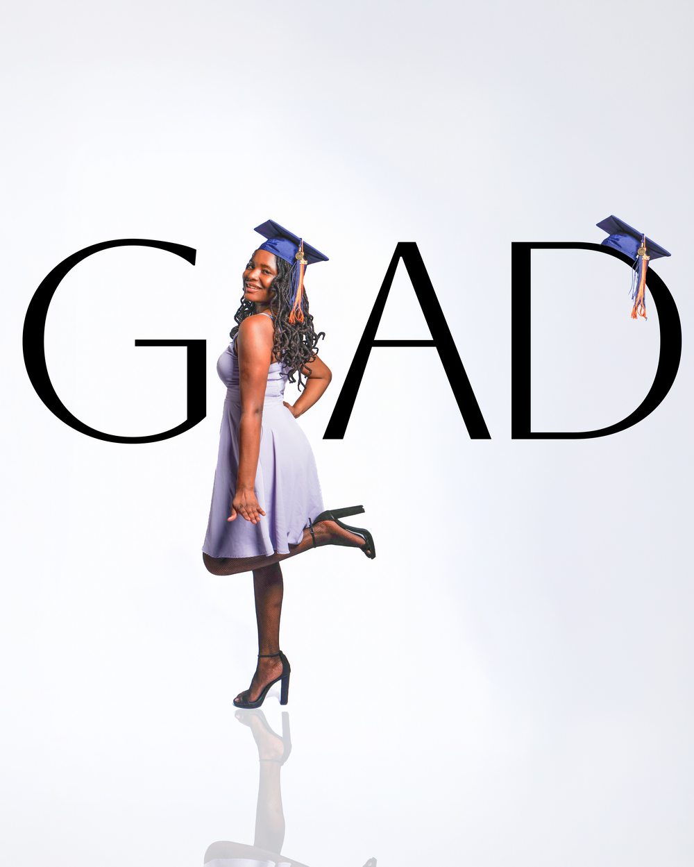 Graduation portrait with GRAD text composite